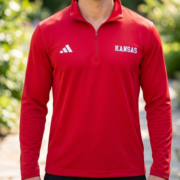 adidas Other - Adidas Mens Kansas Jayhawks Quarter Zip Pullover Red Performance Shirt XL